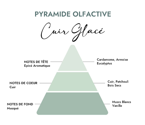 Pyramide olfactive parfum bougie cuir glace