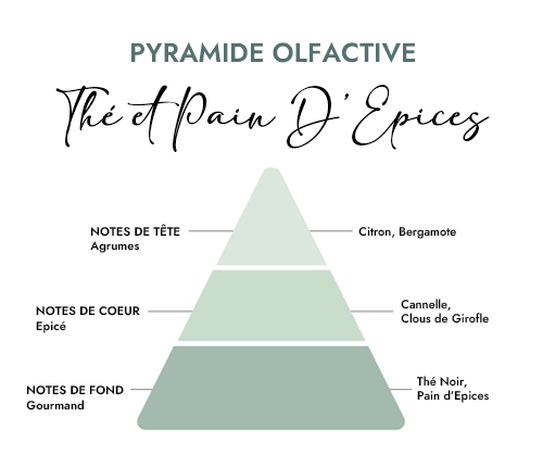 Pyramide olfactive parfum bougie the et pain d'epice